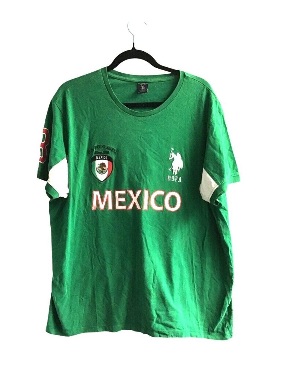 U.S. POLO ASSN.MENS GREEN MEXICO GRAPHIC 100%COTTON CREW NECK SHORT SLEEVE SZ XL